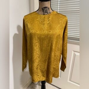 Vintage Elegant mustard Gold Paisley Women's Top size Large???